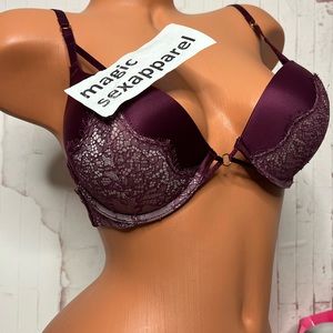 VS 32D BOMBSHELL ADD 2 CUP VERY SEXY PUSH-UP BRA STRAPPY SATIN LACE